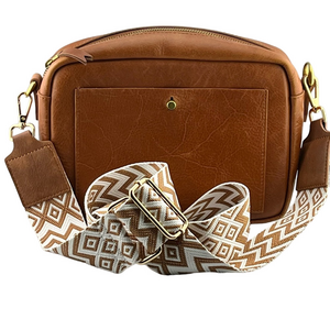 Madewell Leather Transport Camera Crossbody Bag Purse Brown Goldtone Hardware